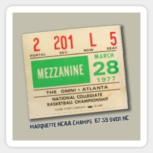 1977 Marquette Ticket Stub Sticker